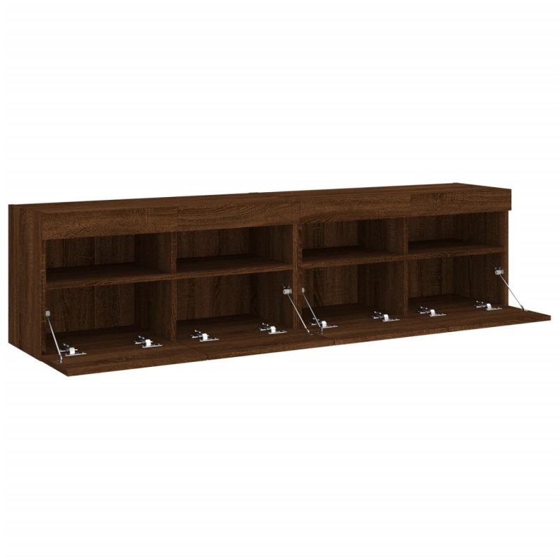 vidaXL TV nástenné skrinky s LED svetlami 2 ks hnedý dub 80x30x40 cm