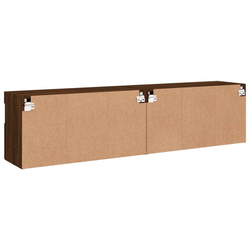 vidaXL TV nástenné skrinky s LED svetlami 2 ks hnedý dub 80x30x40 cm