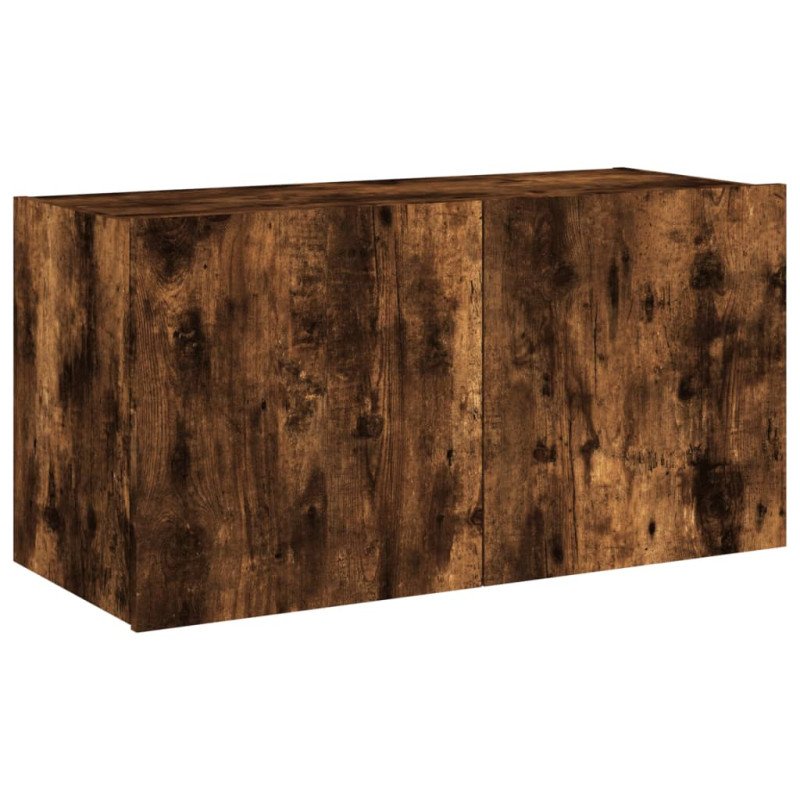 vidaXL TV nástenná skrinka s LED svetlami dymový dub 80x35x41 cm