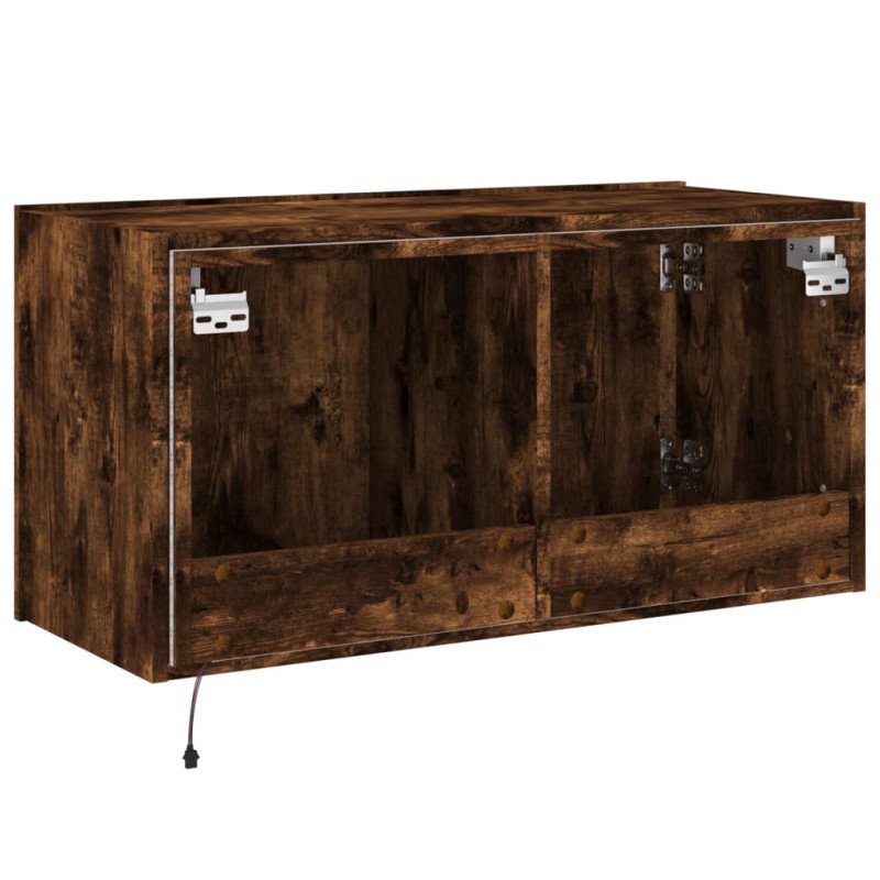 vidaXL TV nástenná skrinka s LED svetlami dymový dub 80x35x41 cm