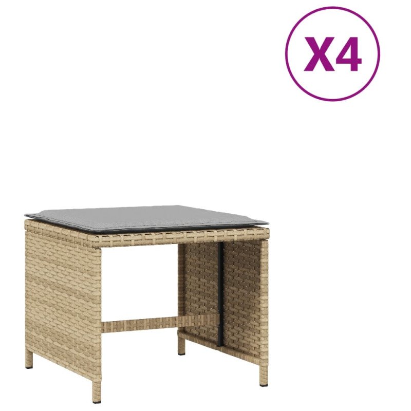 vidaXL Záhradné taburetky vankúše 4ks mix béžovej 41x41x36cm polyratan