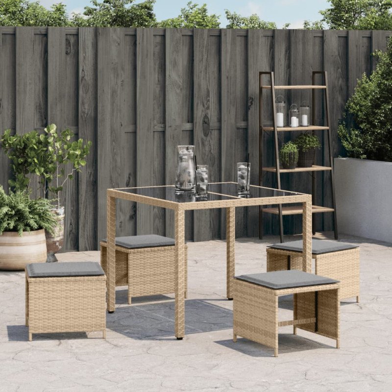 vidaXL Záhradné taburetky vankúše 4ks mix béžovej 41x41x36cm polyratan