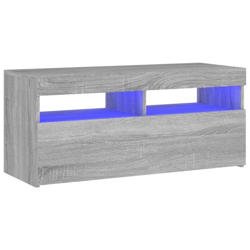 vidaXL TV skrinka s LED svetlami sivý dub sonoma 90x35x40 cm