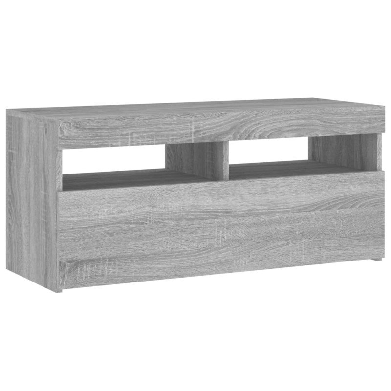 vidaXL TV skrinka s LED svetlami sivý dub sonoma 90x35x40 cm