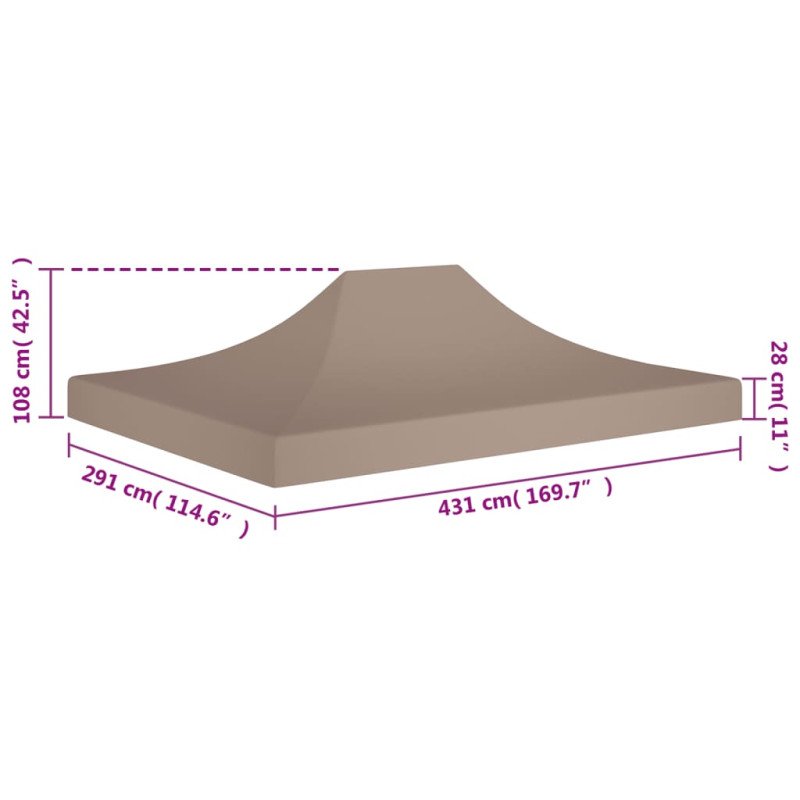vidaXL Strecha na párty stan 4,5x3 m, sivohnedá 270 g/m²
