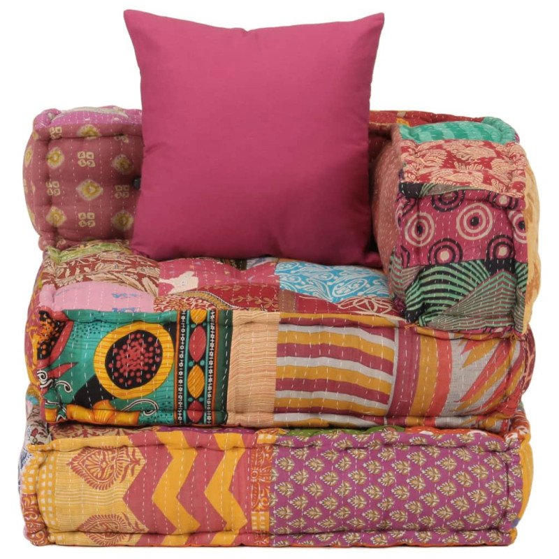 vidaXL Modulárna taburetka s vankúšom patchwork látka