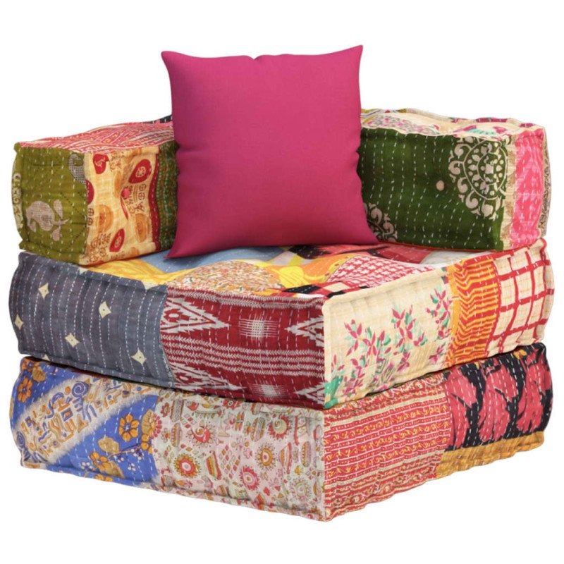 vidaXL Modulárna taburetka s vankúšom patchwork látka