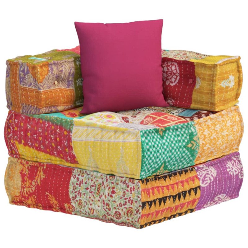 vidaXL Modulárna taburetka s vankúšom patchwork látka