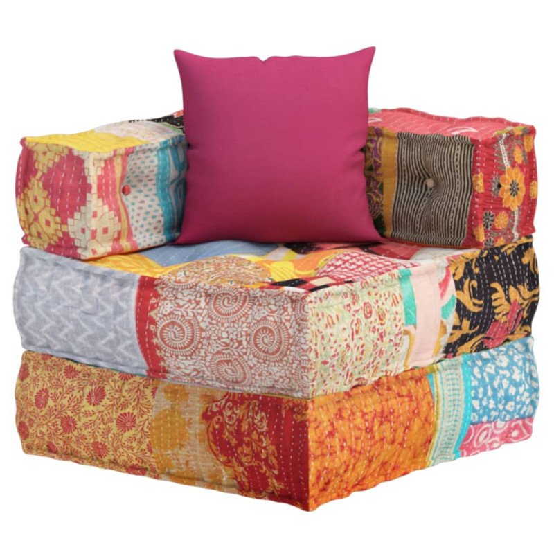 vidaXL Modulárna taburetka s vankúšom patchwork látka