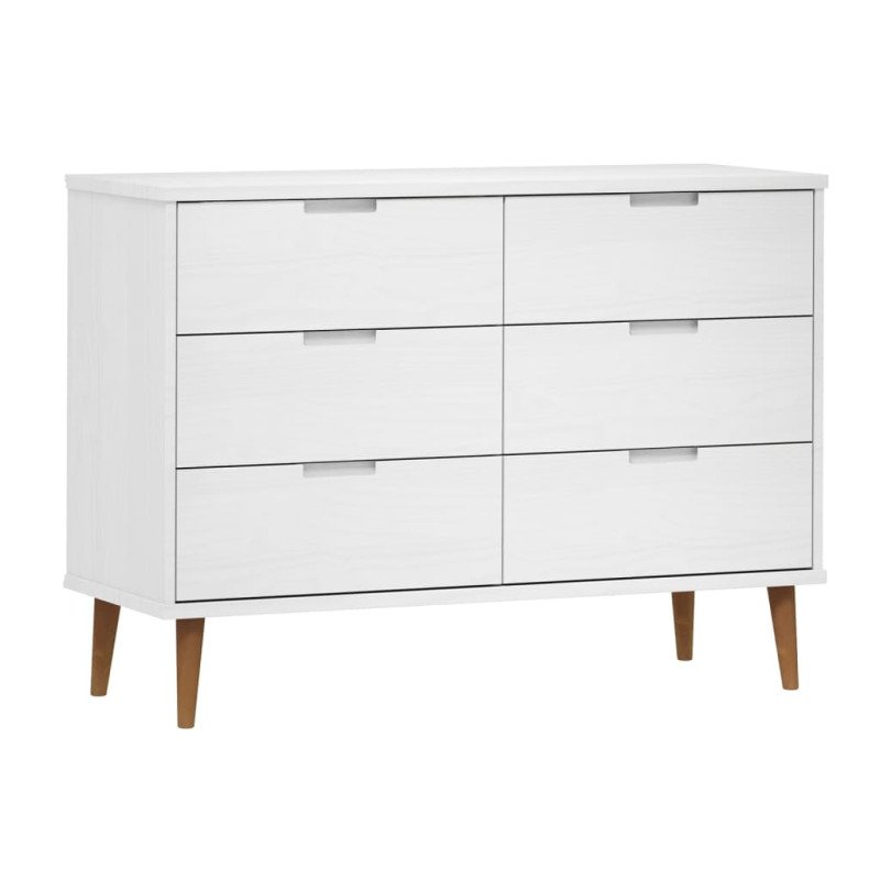 vidaXL Skrinka so zásuvkami MOLDE, biela 113x40x80cm, borovicový masív