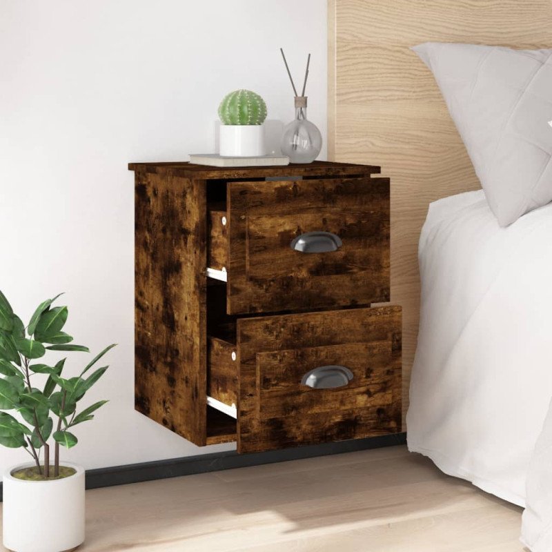 vidaXL Nástenné nočné stolíky 2 ks dymový dub 41,5x36x53 cm