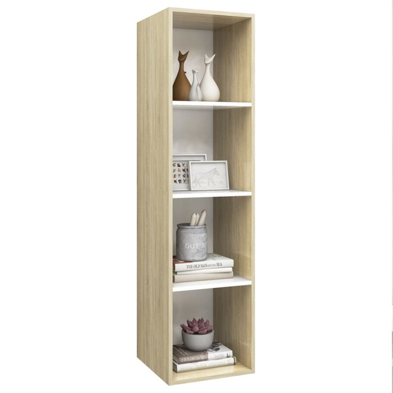vidaXL Nástenná TV skrinka biela+sonoma 37x37x142,5cm kompozitné drevo