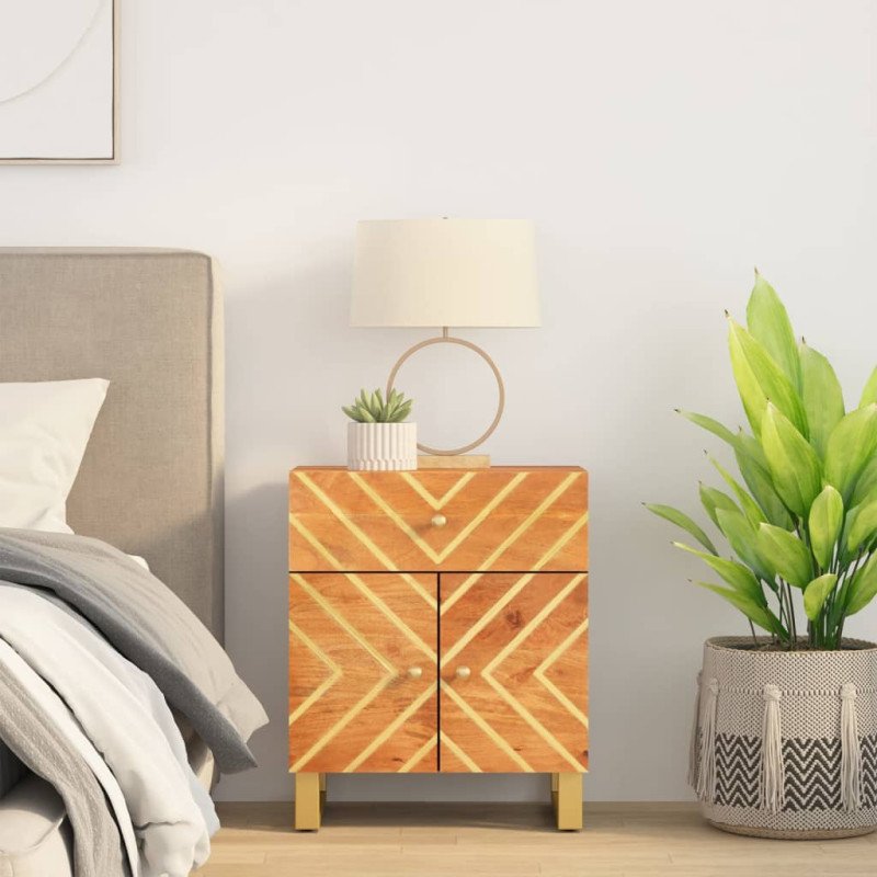 vidaXL Nočný stolík hnedo-čierny 50x33x60 cm masívne mango