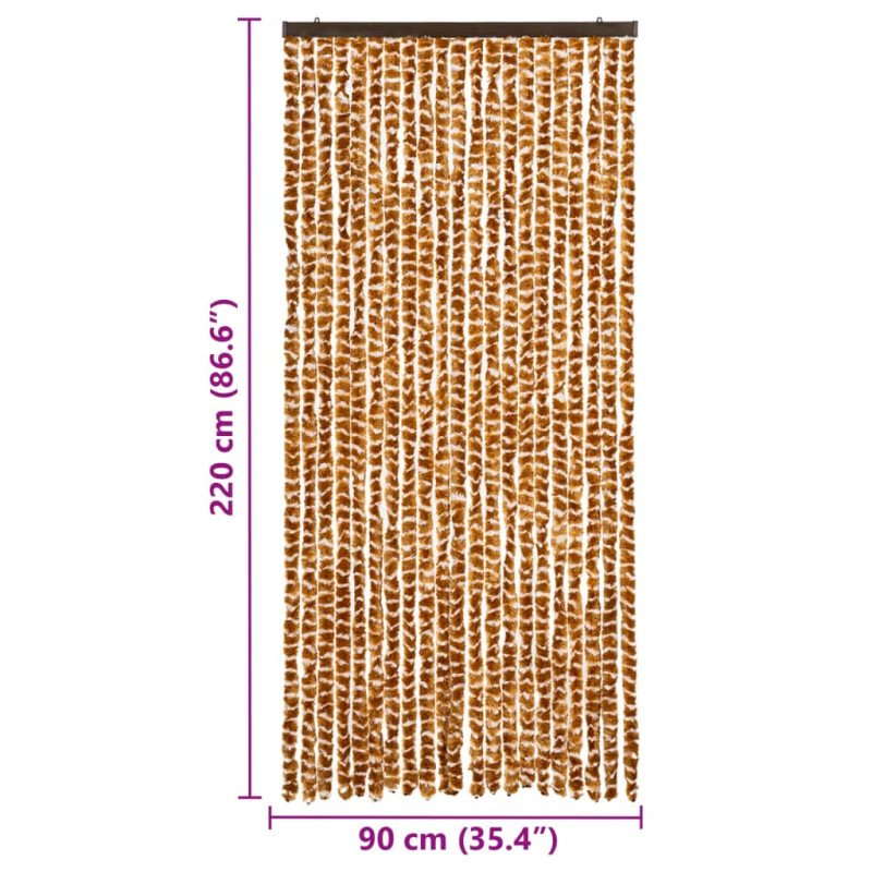 vidaXL Záves proti hmyzu, okrový a biely 90x220 cm, ženilka