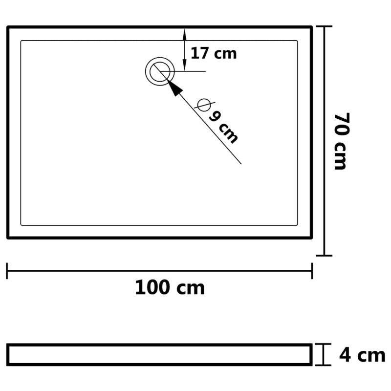 vidaXL Sprchová vanička s protišmykovými výbežkami biela 70x100x4 cm ABS