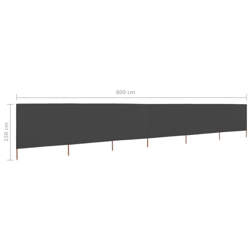 vidaXL 6-panelová zábrana proti vetru látková 800x120 cm antracitová