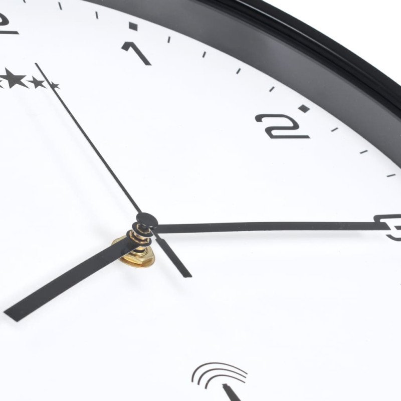 vidaXL Rádiom ovládané nástenné hodiny, strojček Quartz,biele a čierne