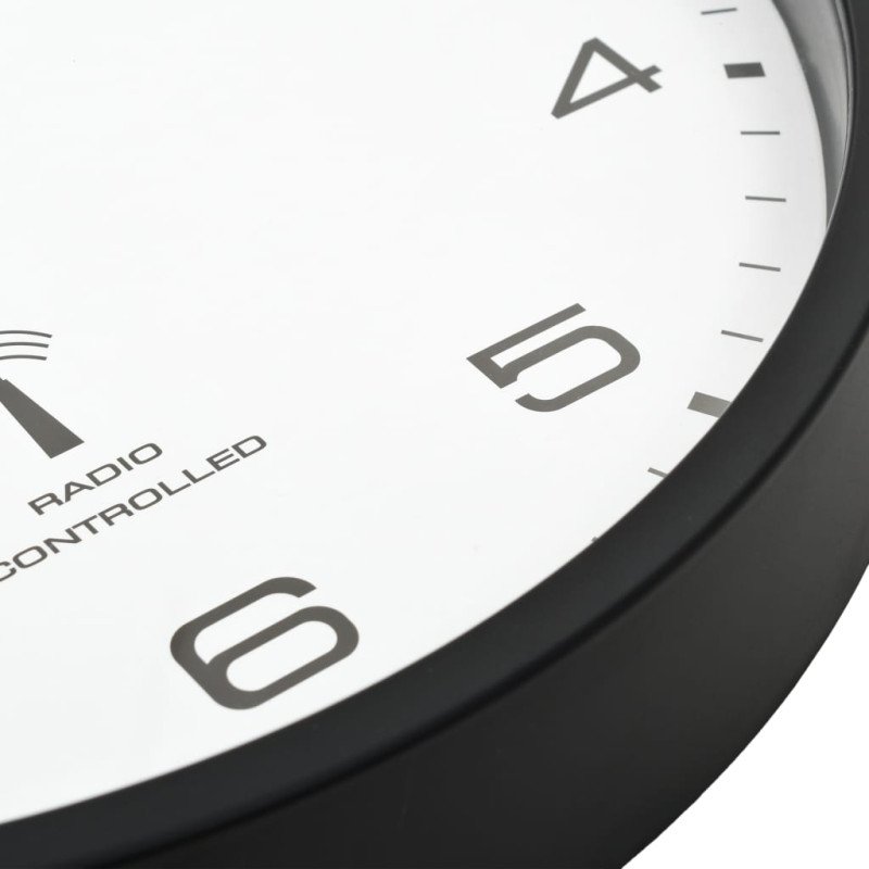 vidaXL Rádiom ovládané nástenné hodiny, strojček Quartz,biele a čierne
