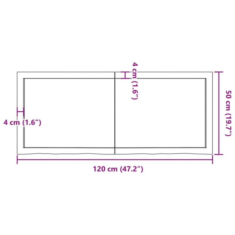 vidaXL Stolová doska tmavosivá 120x50x(2-6) cm ošetrený dubový masív