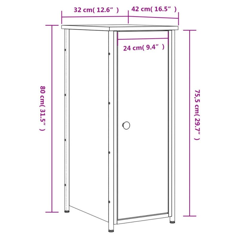 vidaXL Nočné stolíky 2 ks hnedý dub 32x42x80 cm kompozitné drevo