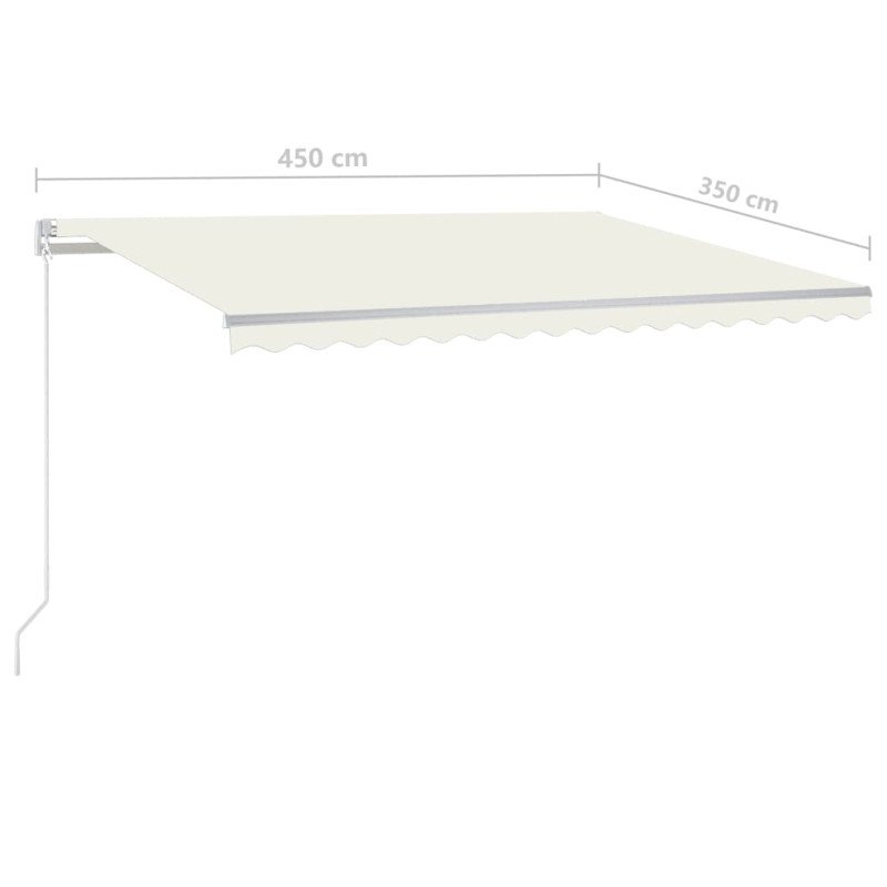 vidaXL Automatická markíza, LED a senzor vetra 4,5x3,5 m, krémová