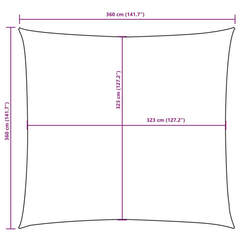vidaXL Tieniaca plachta, oxford, štvorcová 3,6x3,6 m, biela