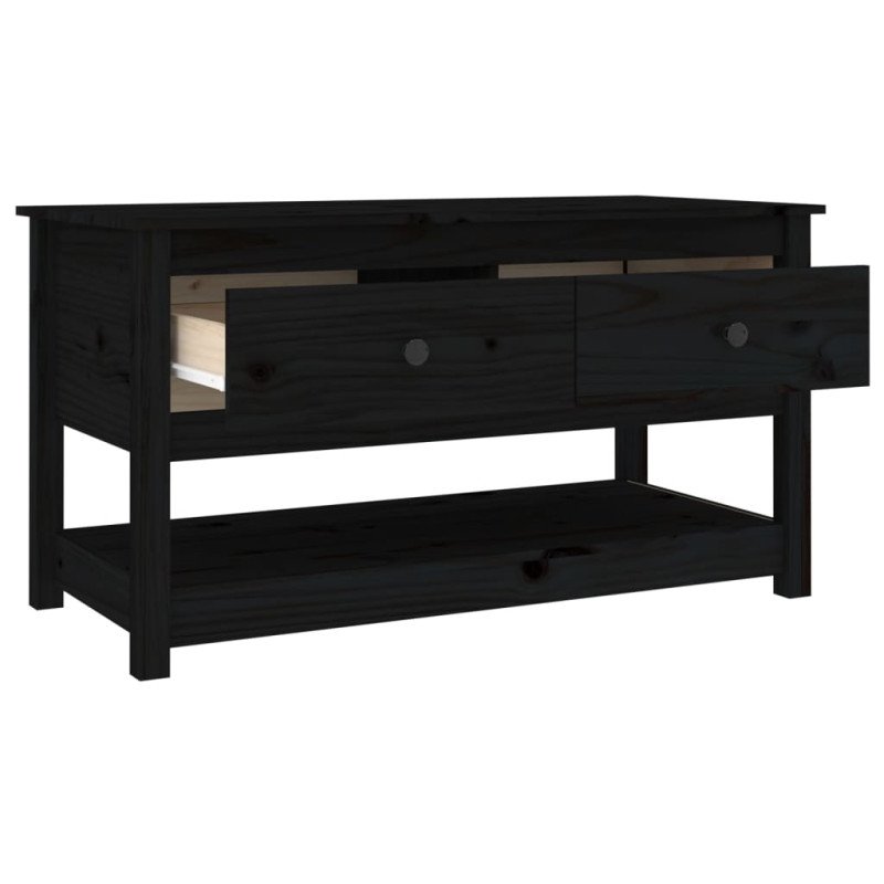 vidaXL Konferenčný stolík čierny 102x49x55 cm borovicový masív