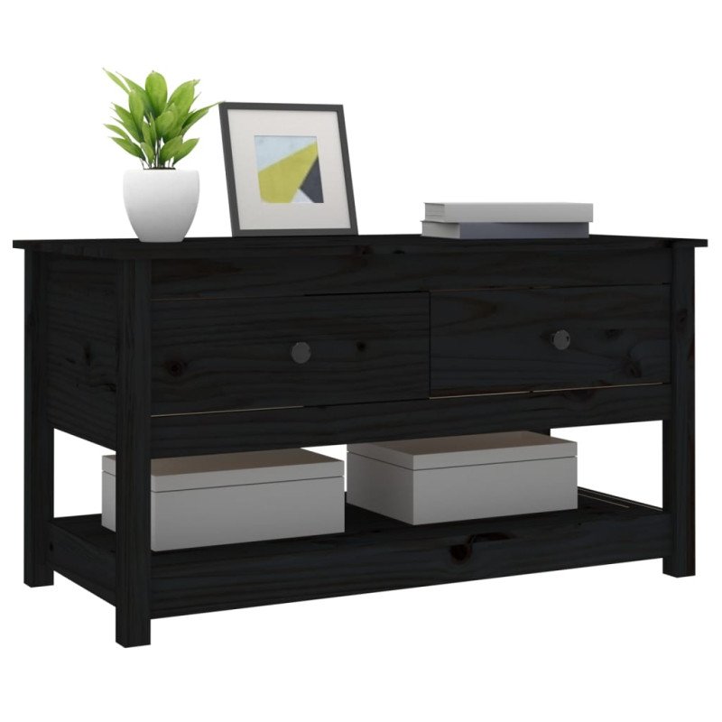 vidaXL Konferenčný stolík čierny 102x49x55 cm borovicový masív