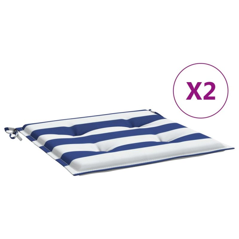 vidaXL Podložky na stoličku 2 ks modro-biele pruhy 50x50x3 cm látka