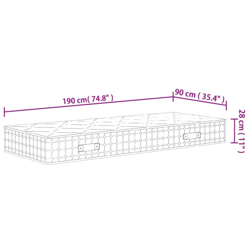 vidaXL Taštičkový pružinový matrac stredne tvrdý plus 90x190cm 1-lôžko