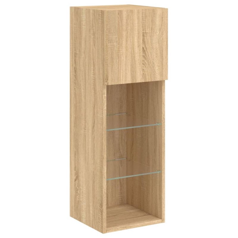vidaXL 4-dielne TV nástenné skrinky s LED svetlami dub sonoma