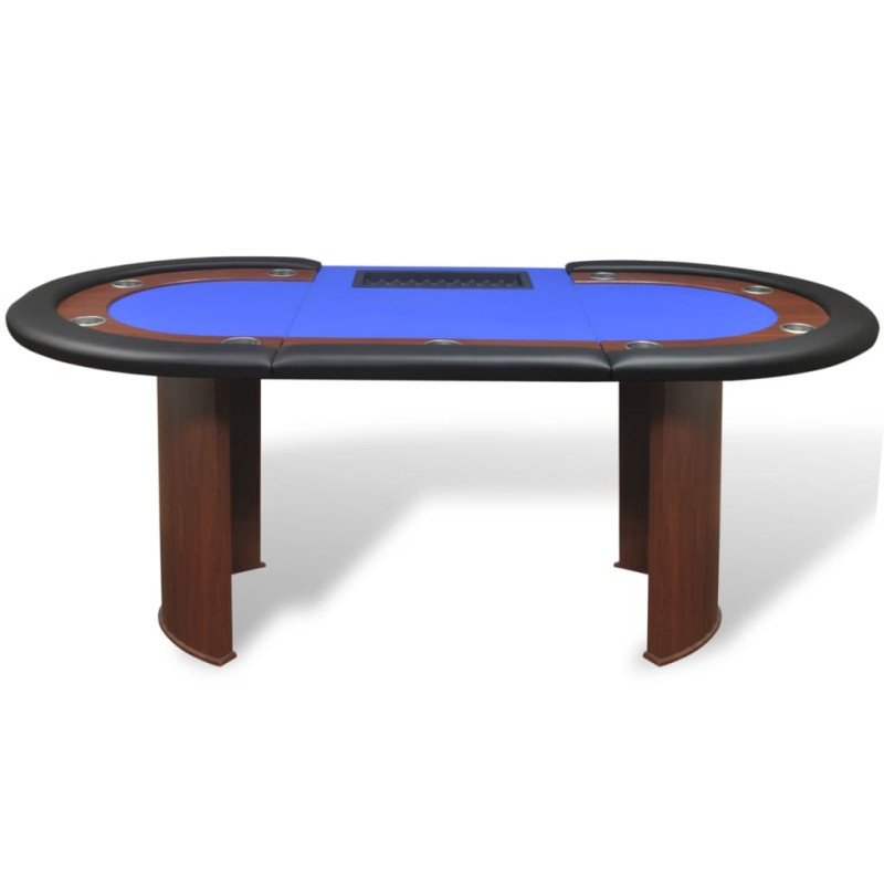 vidaXL Pokerový stôl pre 10, zóna pre dílera, držiak na žetóny, modrý 