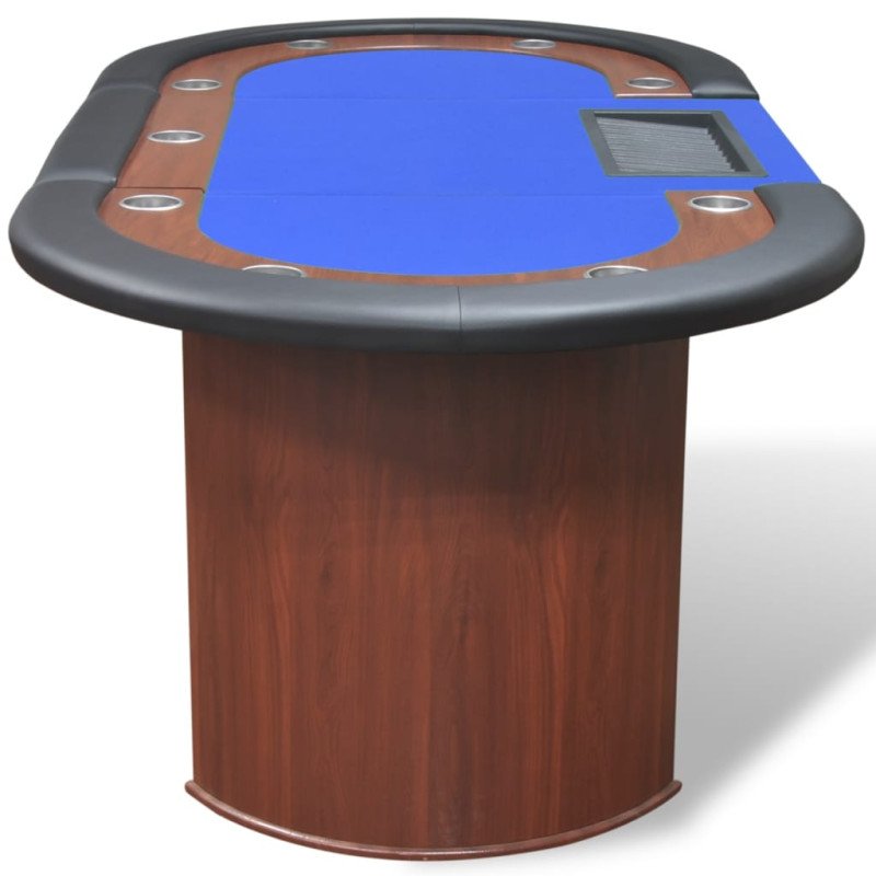 vidaXL Pokerový stôl pre 10, zóna pre dílera, držiak na žetóny, modrý 