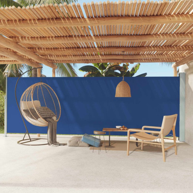 vidaXL Zaťahovacia bočná markíza na terasu 180x600 cm modrá