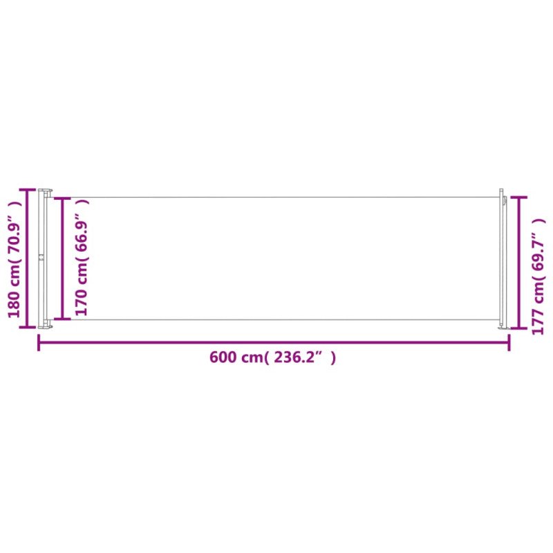 vidaXL Zaťahovacia bočná markíza na terasu 180x600 cm modrá