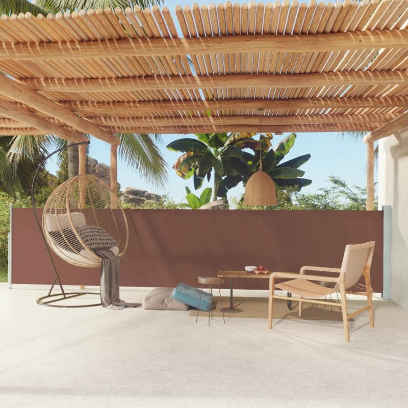 vidaXL Zaťahovacia bočná markíza na terasu 117x600 cm hnedá