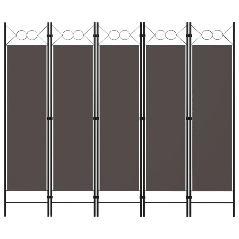 vidaXL Paraván s 5 panelmi, antracitový 200x180 cm 