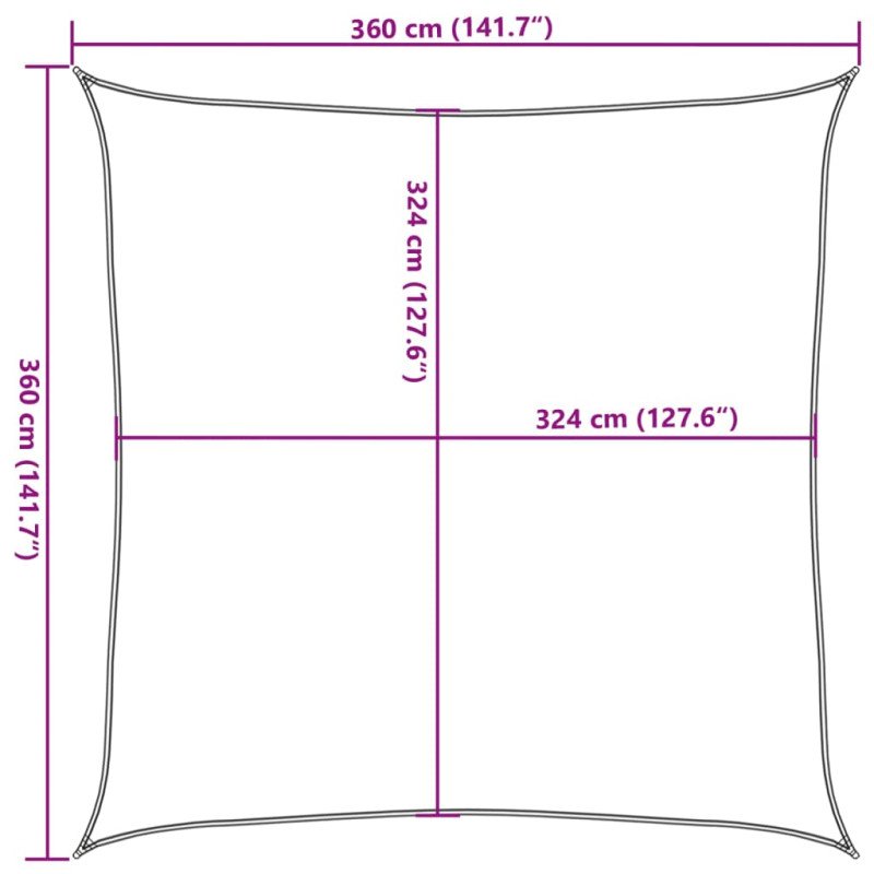 vidaXL Tieniaca plachta biela 3,6x3,6 m HDPE štvorcová