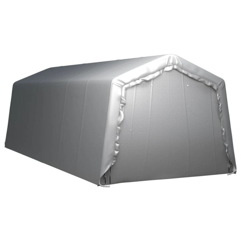 vidaXL Úložný stan 370x750 cm oceľový sivý  