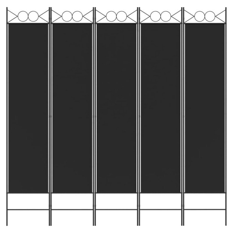 vidaXL 5-panelový paraván čierny 200x200 cm látkový