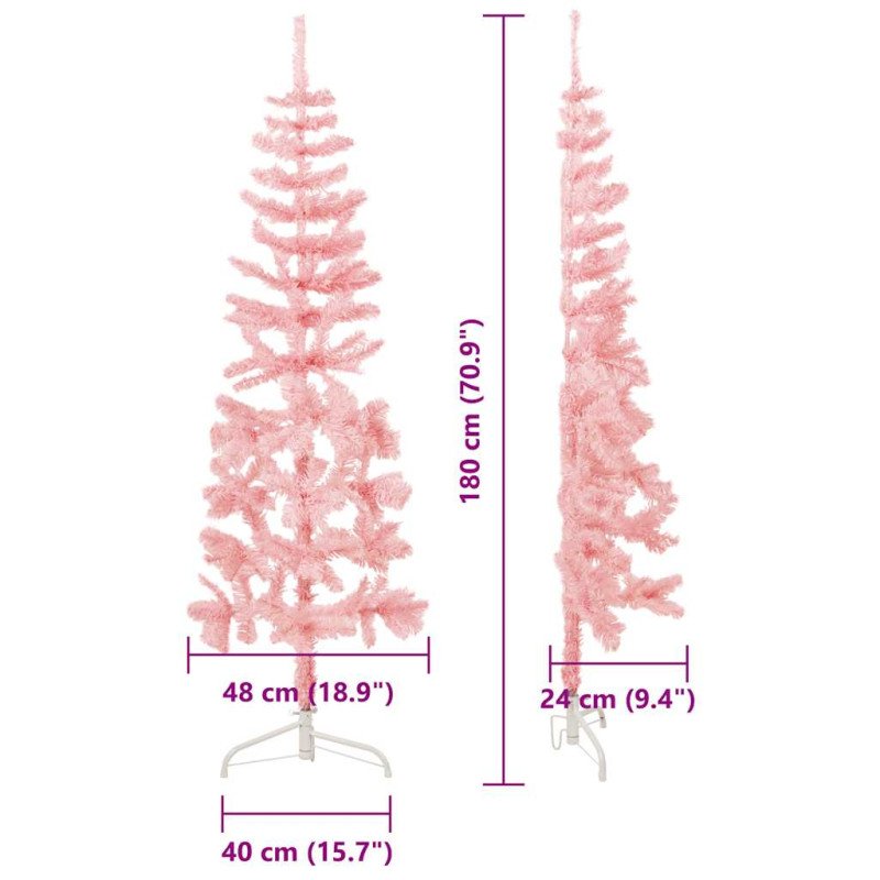 vidaXL Umelý vianočný polovičný stromček s podstavcom ružový 180 cm