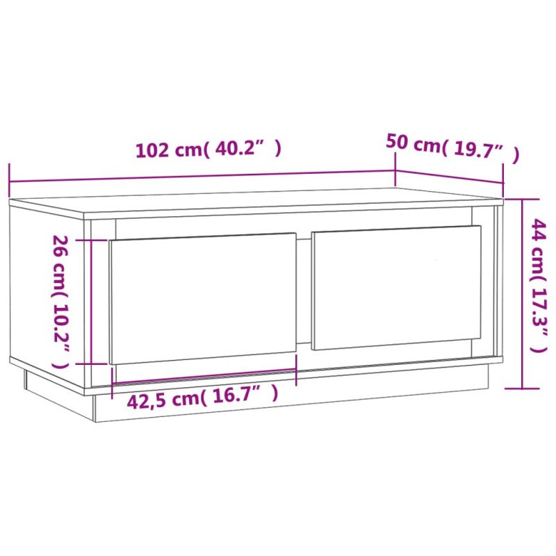 vidaXL Konferenčný stolík sivý sonoma 102x50x44 spracované drevo