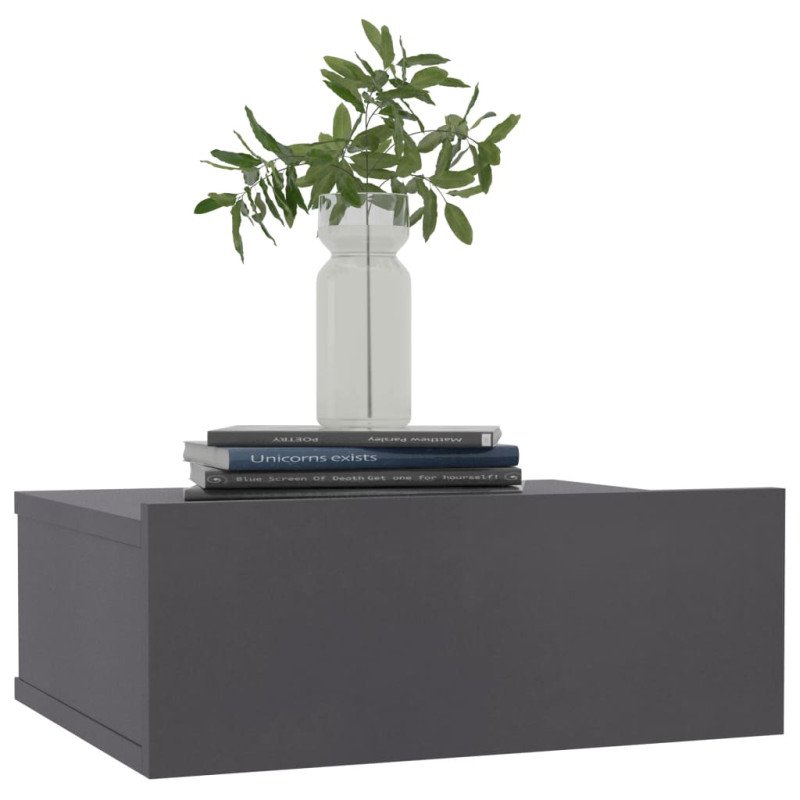 vidaXL Nástenné nočné stolíky 2 ks, sivé 40x30x15cm, kompozitné drevo