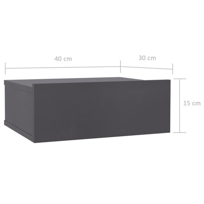 vidaXL Nástenné nočné stolíky 2 ks, sivé 40x30x15cm, kompozitné drevo