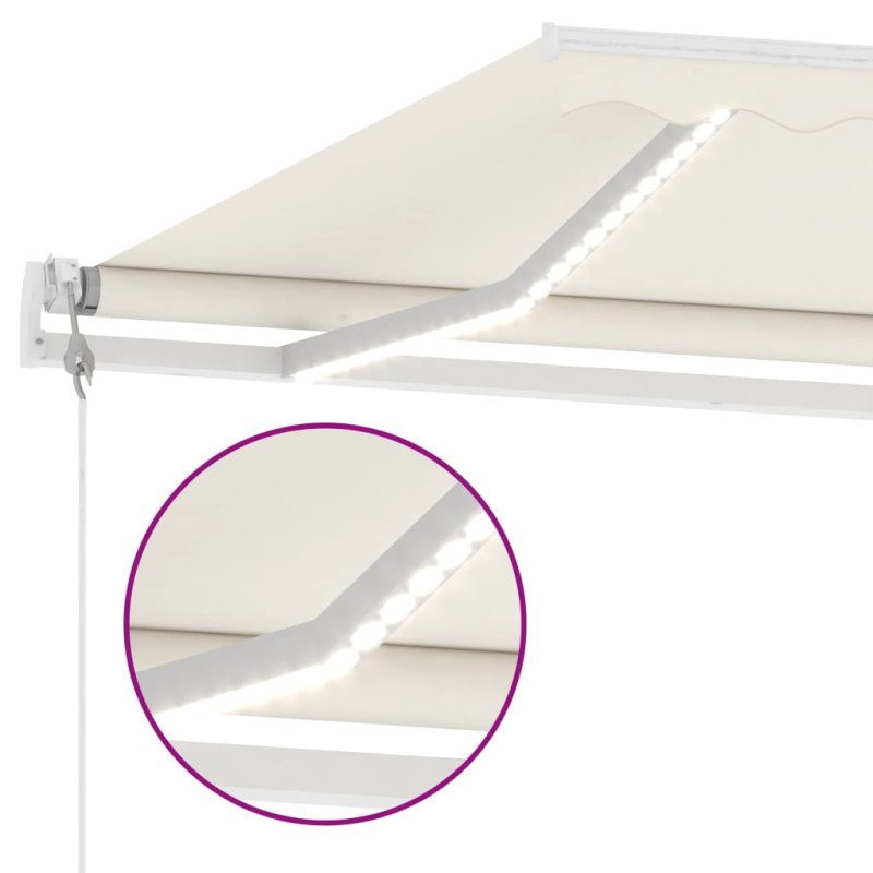 vidaXL Automatická markíza s LED a senzorom vetra 350x250 cm krémová