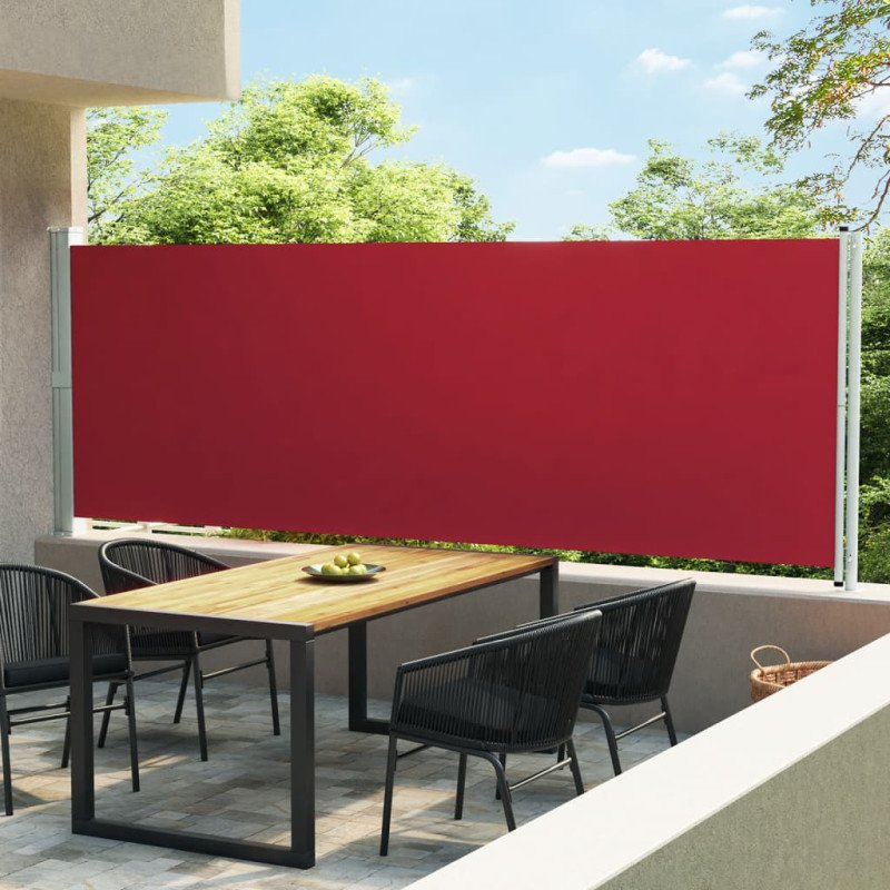 vidaXL Zaťahovacia bočná markíza na terasu 600x160 cm, červená