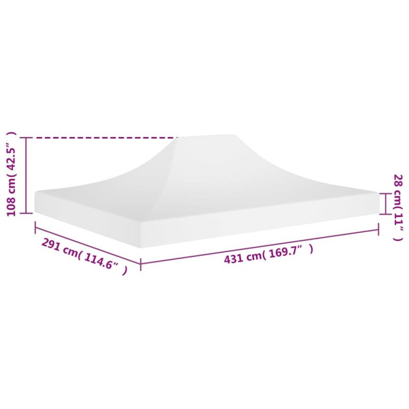 vidaXL Strecha na párty stan 4,5x3 m, biela 270 g/m²