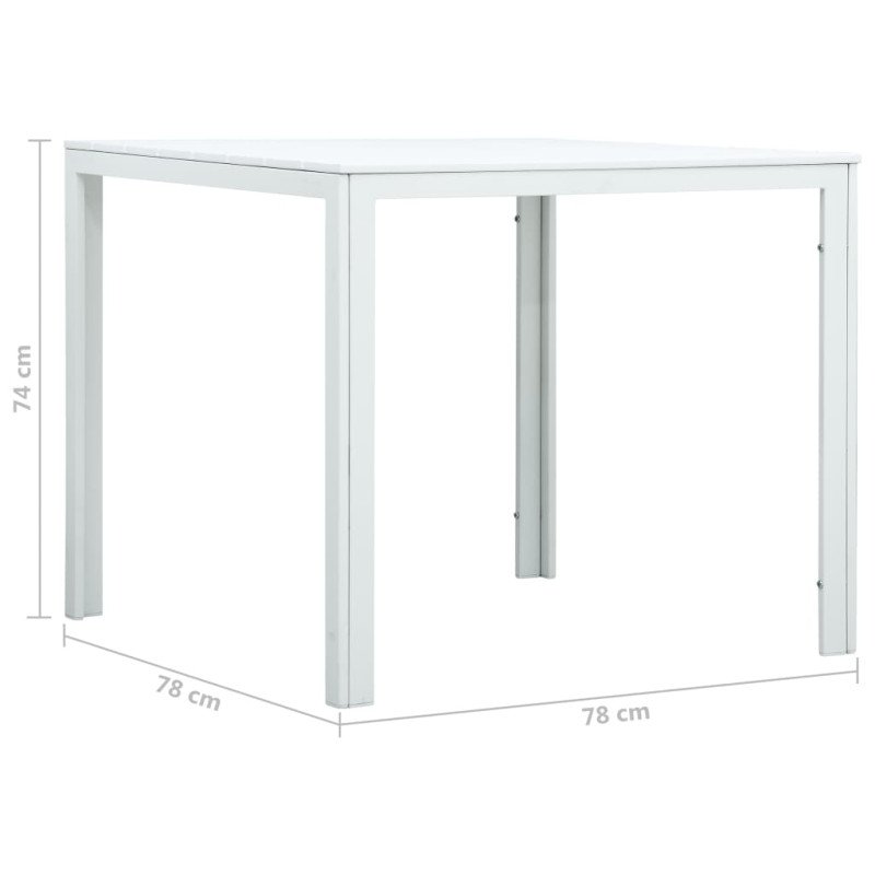 vidaXL Konferenčný stolík, biely 78x78x74 cm, HDPE, drevený vzhľad