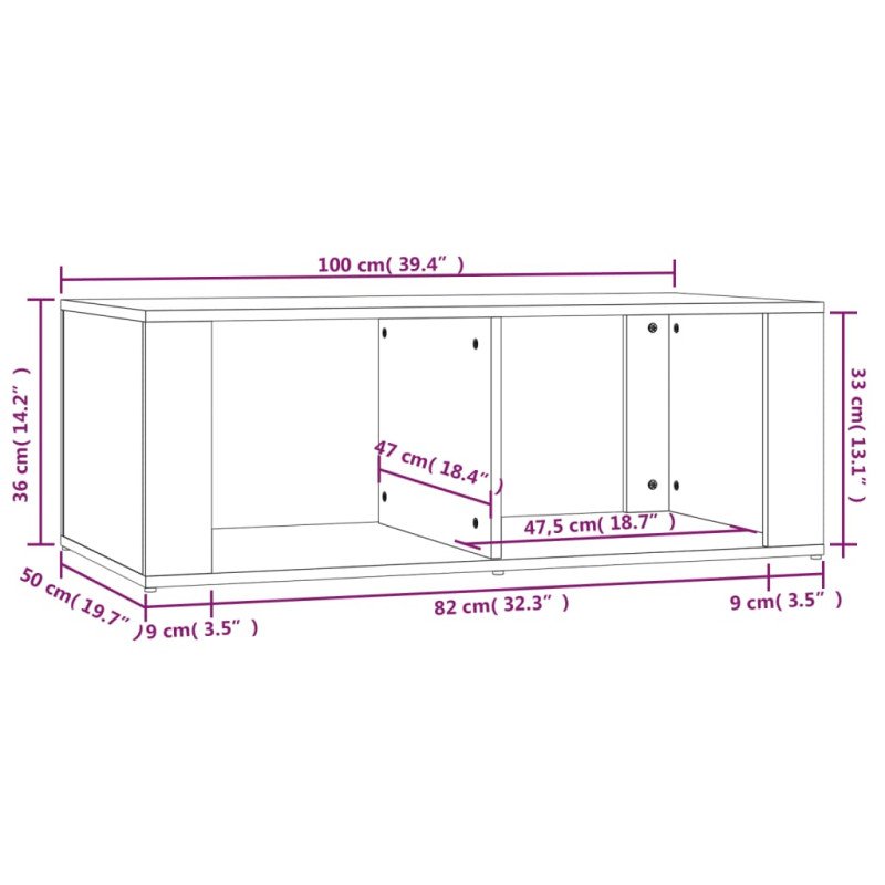 vidaXL Konferenčný stolík lesklý biely 100x50x36 cm spracované drevo