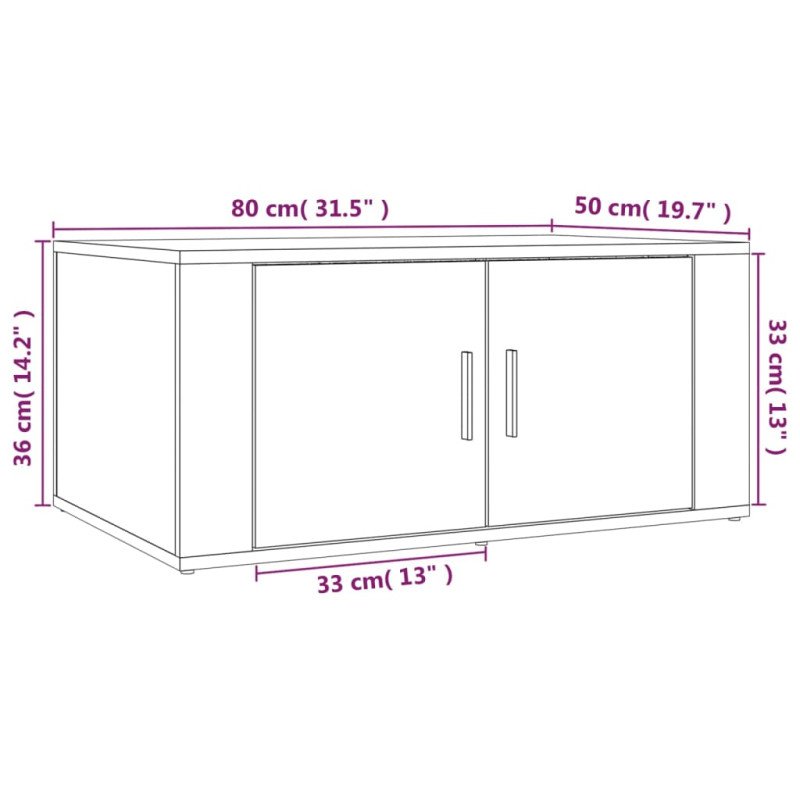 vidaXL Konferenčný stolík dymový dub 80x50x36 cm spracované drevo